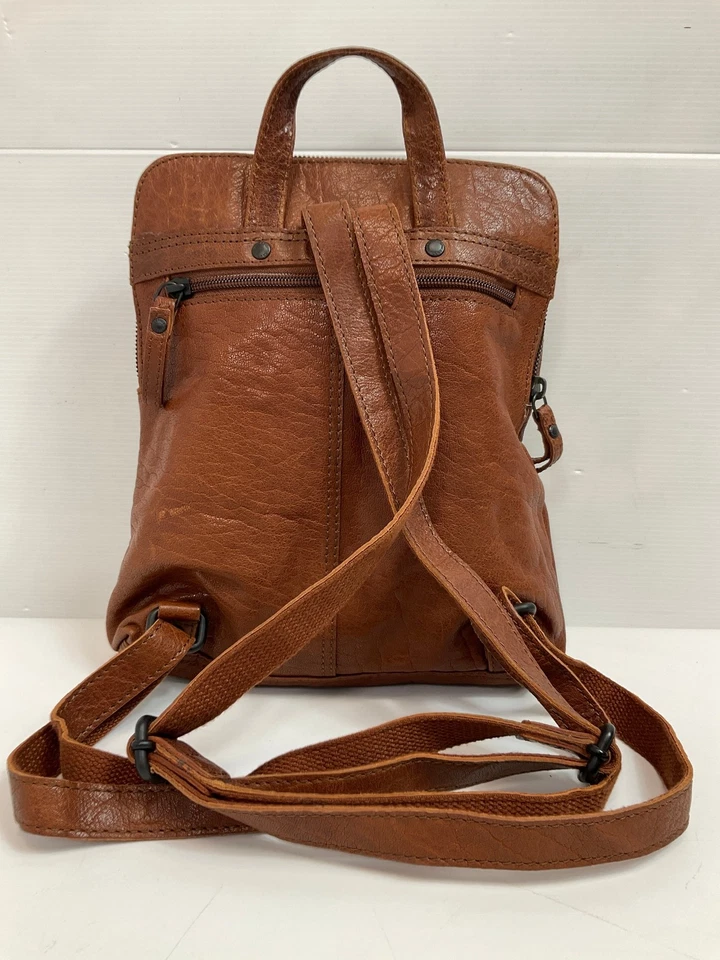 Spikes & Sparrow Leather Backpack Brown Stylish Design 10” x 12” - Image 4 of 4