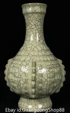 9.6" Rare Old Chinese Ge Kiln Porcelain Dynasty Palace Ice cracking Bottle Vase