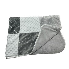 JUST BORN Gray White Stars Patchwork Minky Dot Sherpa Baby Blanket