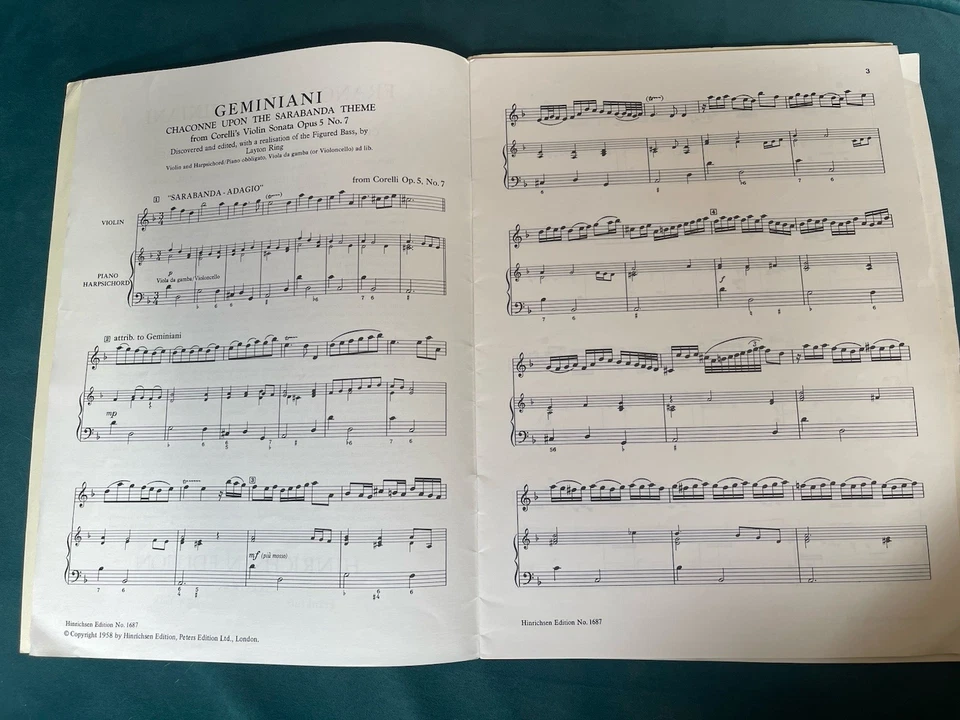 Geminiani Chaconne from Corelli- Sheet Music - Image 2 of 3