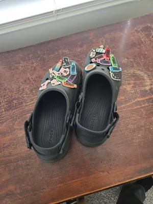 Crocs Duet Max II .  J5.  BLACK, Messi Jibbitz ,cl8gs,sports,original,soccer...