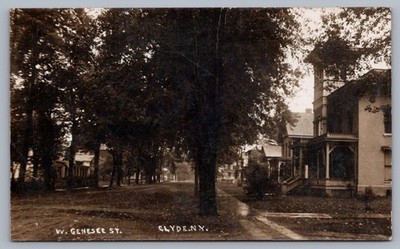 West Genesee Street Clyde NY Wayne County RPPC Postcard 1912 Beach Q12