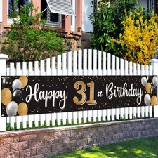 Happy 31st Birthday Decorations,31st Black  Gold Balloon Large Birthday Back...
