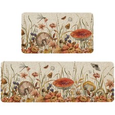 Fall Flower Kitchen Mat Set of 2,Autumn Kitchen Rug,Thanksgiving Holiday Crea...