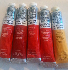 5 PACK Winsor Newton Winton Oil Color Paint BIG Tubes 200 ml 6.75 oz Reds