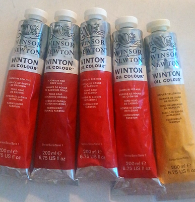 #ad 5 PACK Winsor amp; Newton Winton Oil Color Paint BIG Tubes 200 ml 6.75 oz Reds $97.31