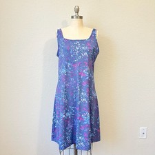 COLUMBIA PFG Freezer Tank Dress Womens XL Blue Pink Tropical Sleeveless Fishing