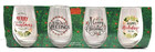 Holiday Stemless Wine Glasses Set Of Four New in Box