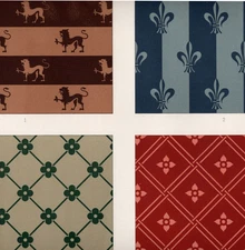 Medieval Heraldic And Geometric Pattern Designs Chromolithograph Audsley 1882