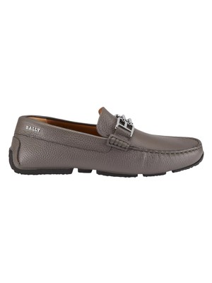 Bally Parsal Men's 6303266 Dark Mineral Leather Loafers MSRP $720