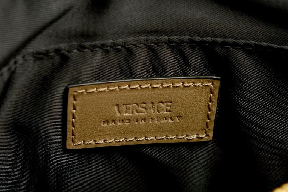 Versace Unisex Taupe Beige 100% Cuero Muñequera Bolso sin asas Foto 4 de 4