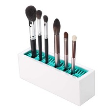 Silicone Makeup Brushes Holder Organizer Air Drying Rack Vanity BlueWhite