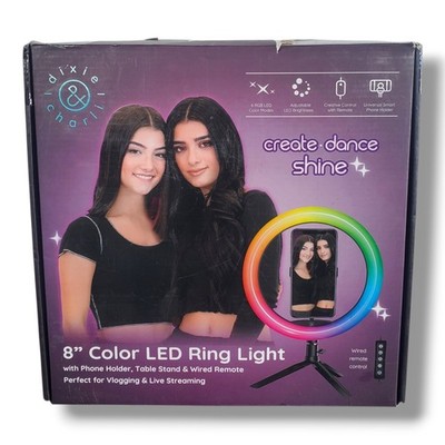 Dixie & Charli 8'' Color LED Ring Light with Table  Stand, and Phone Holder OB