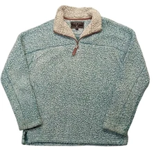 True Grit Men's M 1/4 Zip Pullover Faux Sherpa Green Long Sleeve Polyester