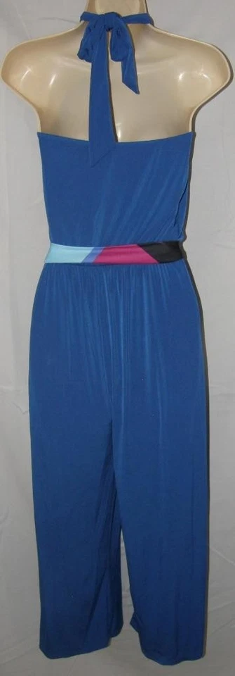 Синий размер XS эластичный Джерси трикотажа укороченный с бретелью через шею комбинезон 1 ПК наряд тела центральный - Изображение 4 из 4