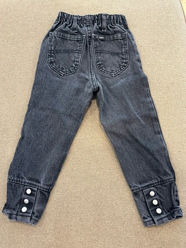 Girls Vintage Lee Black Jeans Ankle Snap Detail ‘80s/‘90s Size 5 Reg - Picture 2 of 5
