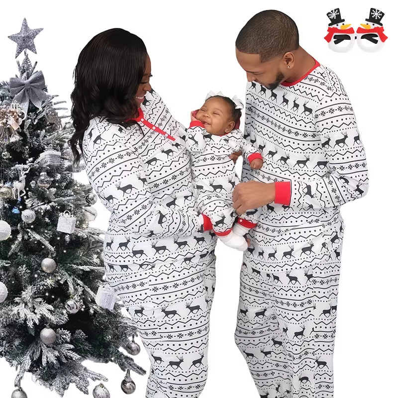 Christmas Family Pajamas Cotton Couples PJs image 2