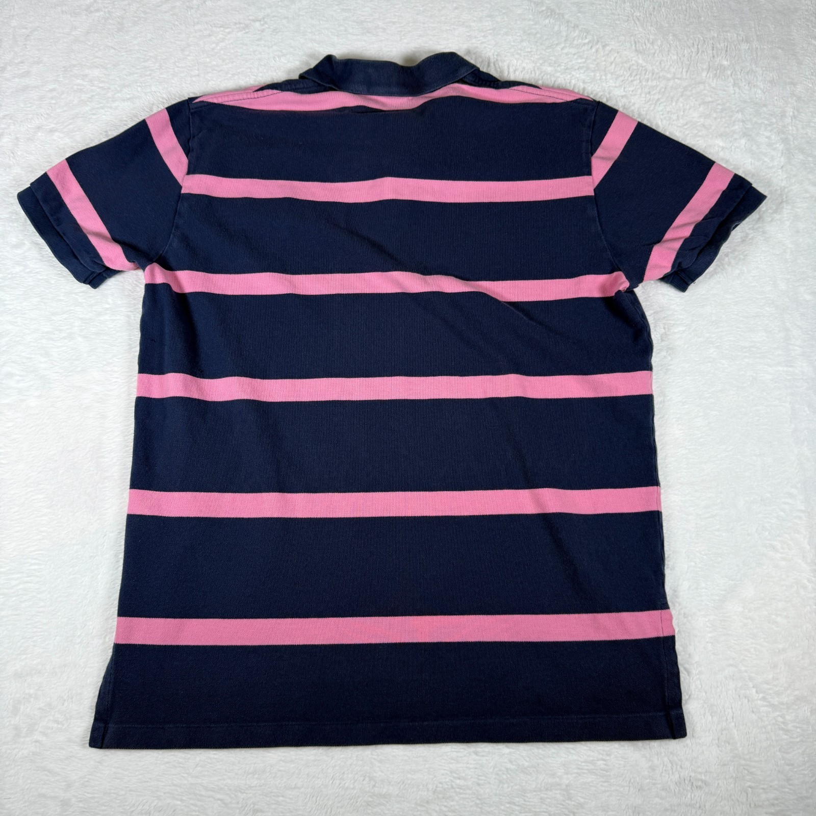 Vintage Ralph Lauren Polo Shirt L Navy Pink Stripe Vintage Short Sleeve Cotton image 2