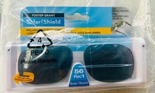 Foster Grant Solar Shield Rectangle Polarized Clip-On Sunglasses Gray/Silver 56