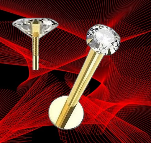 I Labret I Echter Diamant + Echt 585 GOLD I Screw in I I,2 x 8 mm I 46019-8 I - Bild 3 von 4