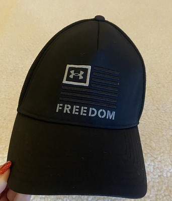 Under Armour Men UA Freedom Trucker Hat Cap 1351640-001 Black OS SnapBack EUC