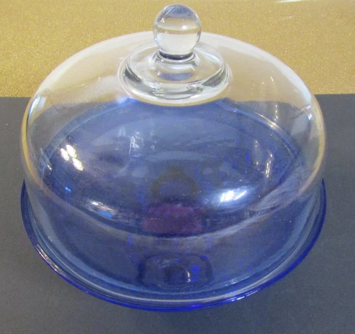 Vintage Anchor Hocking Glass Wexford Pedestal Covered Cake Stand 12” Cobalt Blue