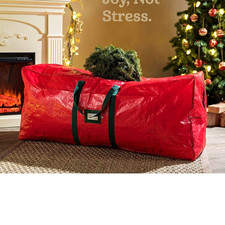Medium Christmas Tree Storage Bag 48x15x20 Red Polyester, Zipper, Handles