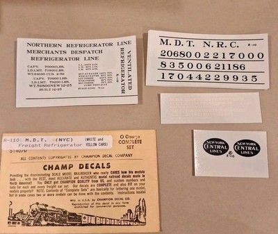 CHAMP O SCALE DECAL MDT NYC Reefer Car New York Central merchants Dispatch Set