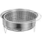 1 Set of Charcoal Grill Barbecue Camping Grill Portable BBQ Stainless Steel