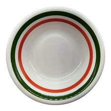 LA Primula S.R.L. White W/ Green & Orange Pasta Bowl Made in Italy 8.25" x 2.25"