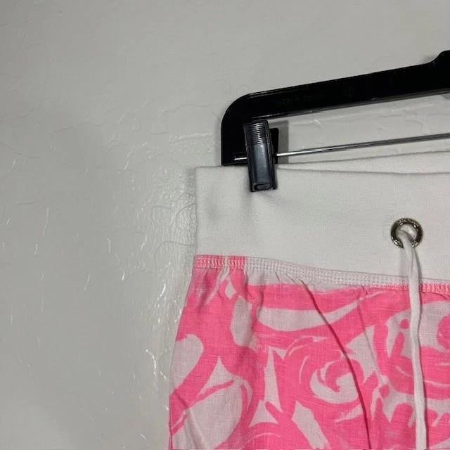 Calça Lilly Pulitzer The Beach Feminina Pequena Rosa Branca Cordão Perna Larga - Imagem 2 de 4