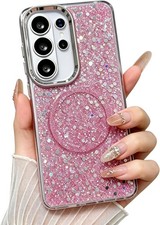 Magnetic Glitter Case for Samsung Galaxy S26 Ultra Cute Sparkle Bling Pink