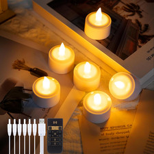 EXTSUD Rechargeable LED Tea Lights | 6 Pack Electric LED Candles with Remote & T
