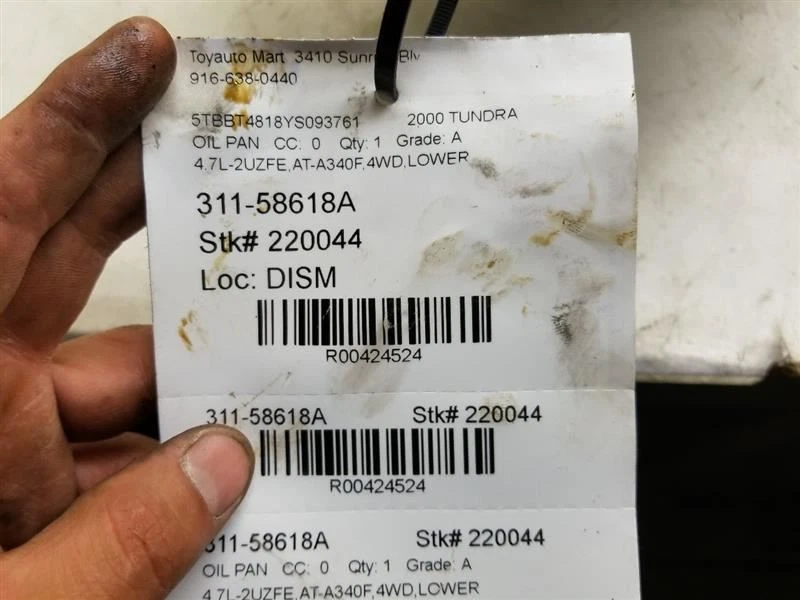 00 01 02 TOYOTA TUNDRA 4,7 L CÁRTER DE ACEITE INFERIOR 2UZFE Foto 3 de 4