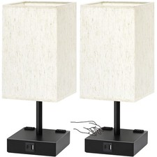 Bedside Table Lamps Set of 2 - Touch Nightstand Lamp for Bedroom with USB C A...