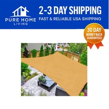 Versatile 12' x 16' Sun Shade Sail - Rectangle Canopy with Ropes for Easy Setup