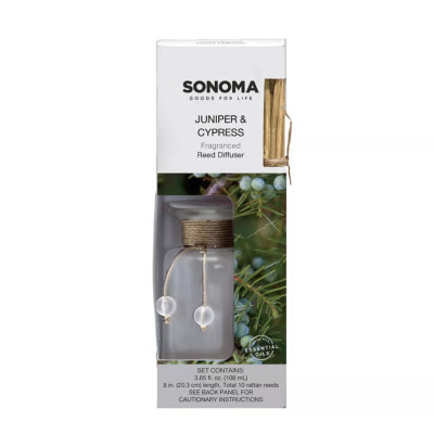 Sonoma Juniper Cypress Reed Diffuser Set 3.65oz Oil Fragrance & Reeds New