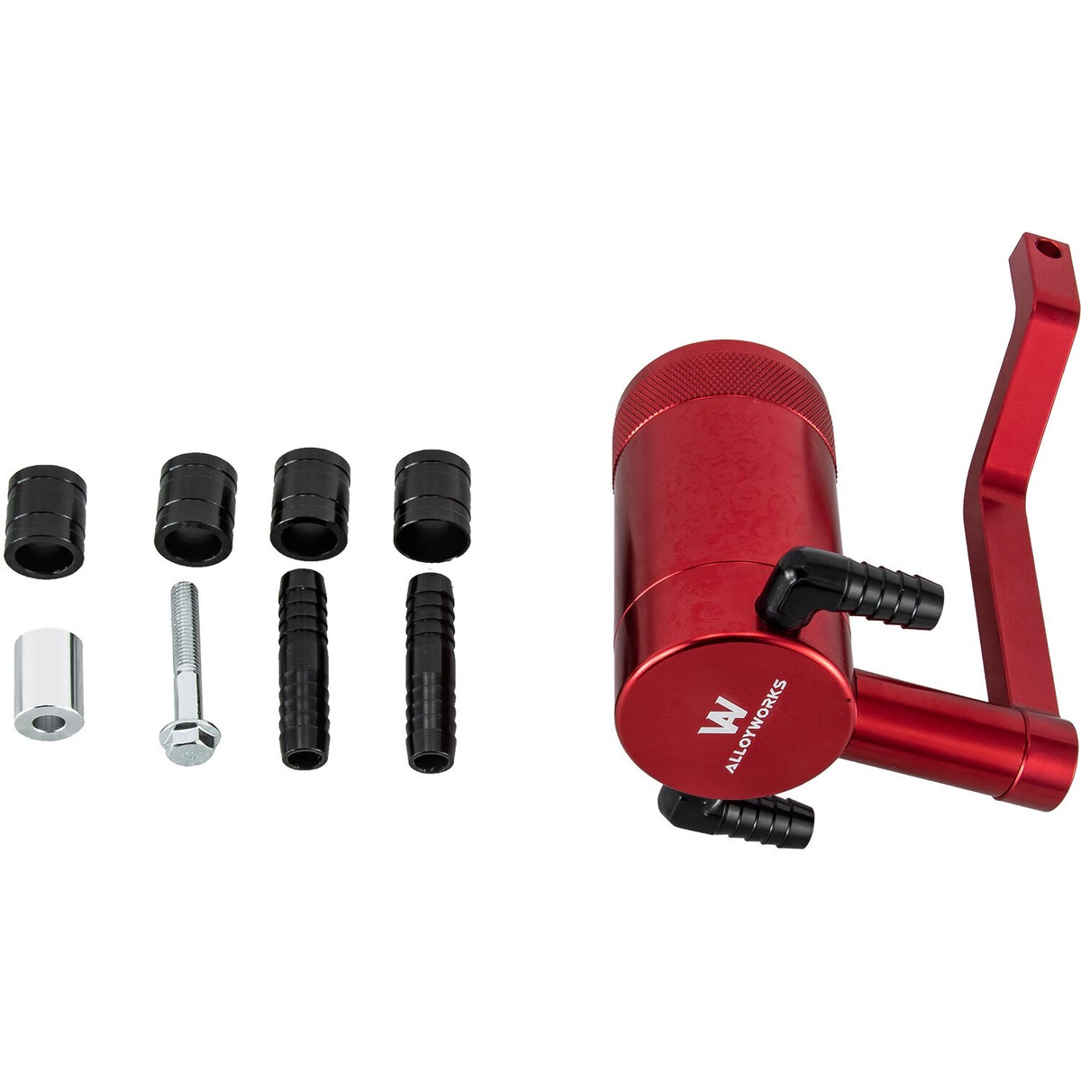 ドラヘル デフューザー付き キャンディレッド Oil Catch Can Kit Z-Bracket 5.7L 6.4L HEMI For Dodge Challenger