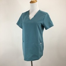 FIGS Womens sz XS Dark Harbor Short Sleeve V Neck Medical Scrubs Top Shirt