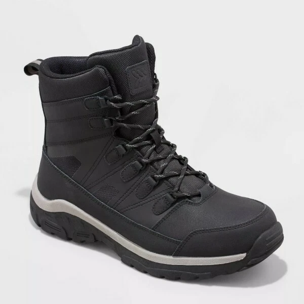 All in Motion Men's Rowan Waterproof Winter Boots Black sizes 9, 10, or 12 NWT