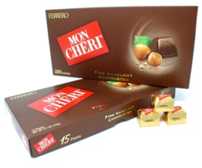 FERRERO MON CHERI FINE CHOCOLATE & HAZELNUTS 2 Packs 15 PCS Freshness Guaranteed