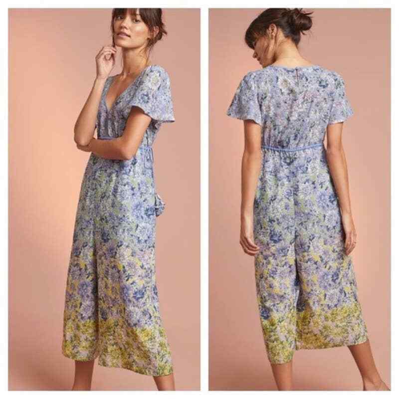 Anthropologie Romerio Floral Jumpsuit Womens Medium B… Gem