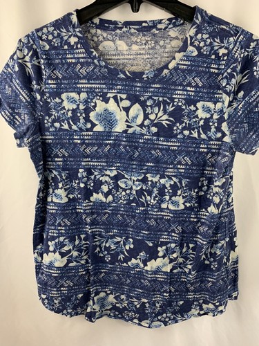 Blue Floral Short Sleeve Medium 