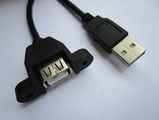 3 pcs Male to Female USB 2.0 Extension Cable with Panel Mount Screw Hole 1m New