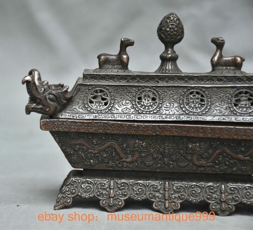 6.8" ancient China Chinese purple bronze Dragon beast Incense Burner Censer - 第 2/12 張圖片