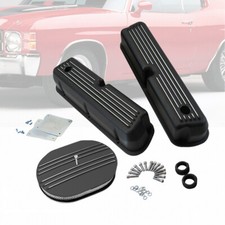 Tall Finned Top Alum Valve Covers & 12" Air Cleaner Fit Ford SBF 289 1962-1985