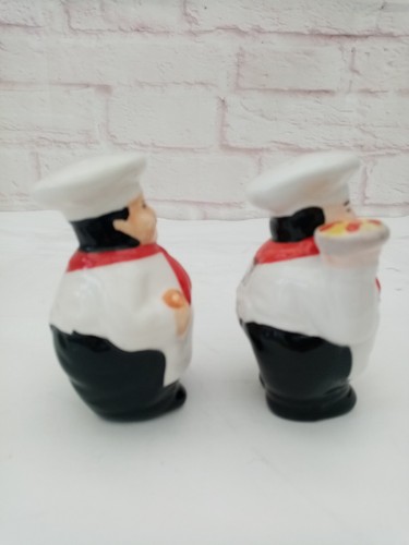 Jolly Chefs Salt Pepper Shakers Pair Unused Tableware Condiments Vintage - Picture 3 of 7