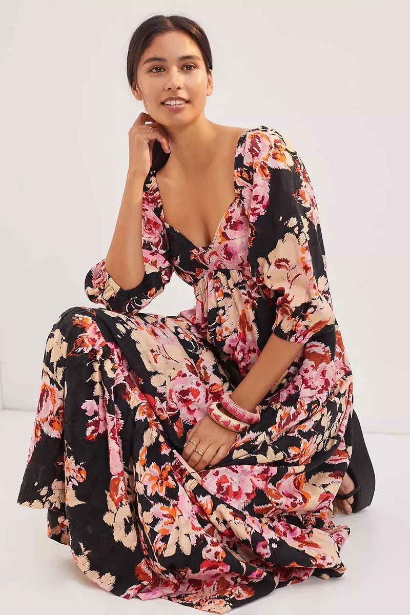 Anthropologie floral top maxi dress