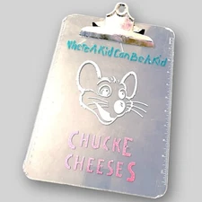 🌟RARE Chuck E Cheese “Where a Kid Can Be A Kid” Transparent Clear Clipboard🌟