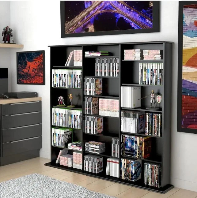 Home 540 Wall Storage Media Cabinet CD VHS Blu-Ray Multimedia Wall Unit Tower - Image 3 of 4